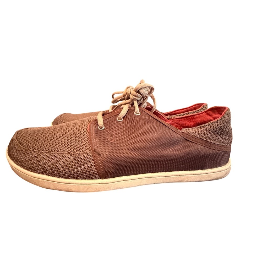 Olukai Nohea Lace Mesh Boat Men's Size‎ 10.5 Brown Fashion Sneaker Shoes